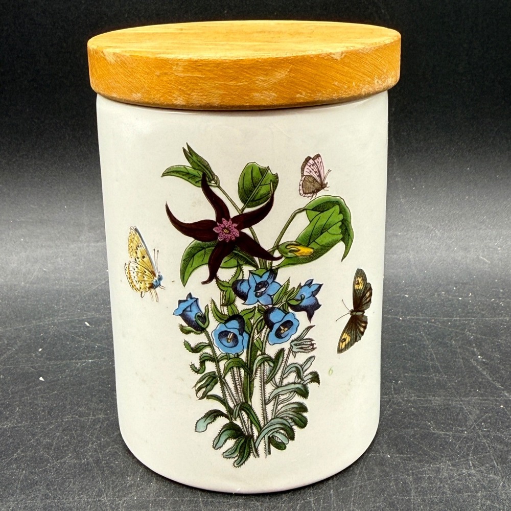 Vintage Portmeirion Botanic Garden Canister Jar Small Floral Canterbury Cottage